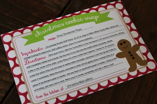 cookie swap recipe card