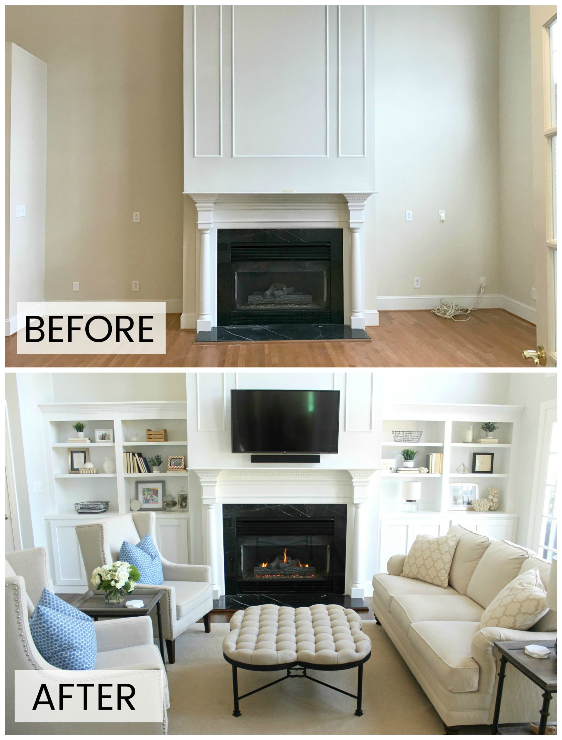 Family Room Built In Bookcases - Carolina Charm