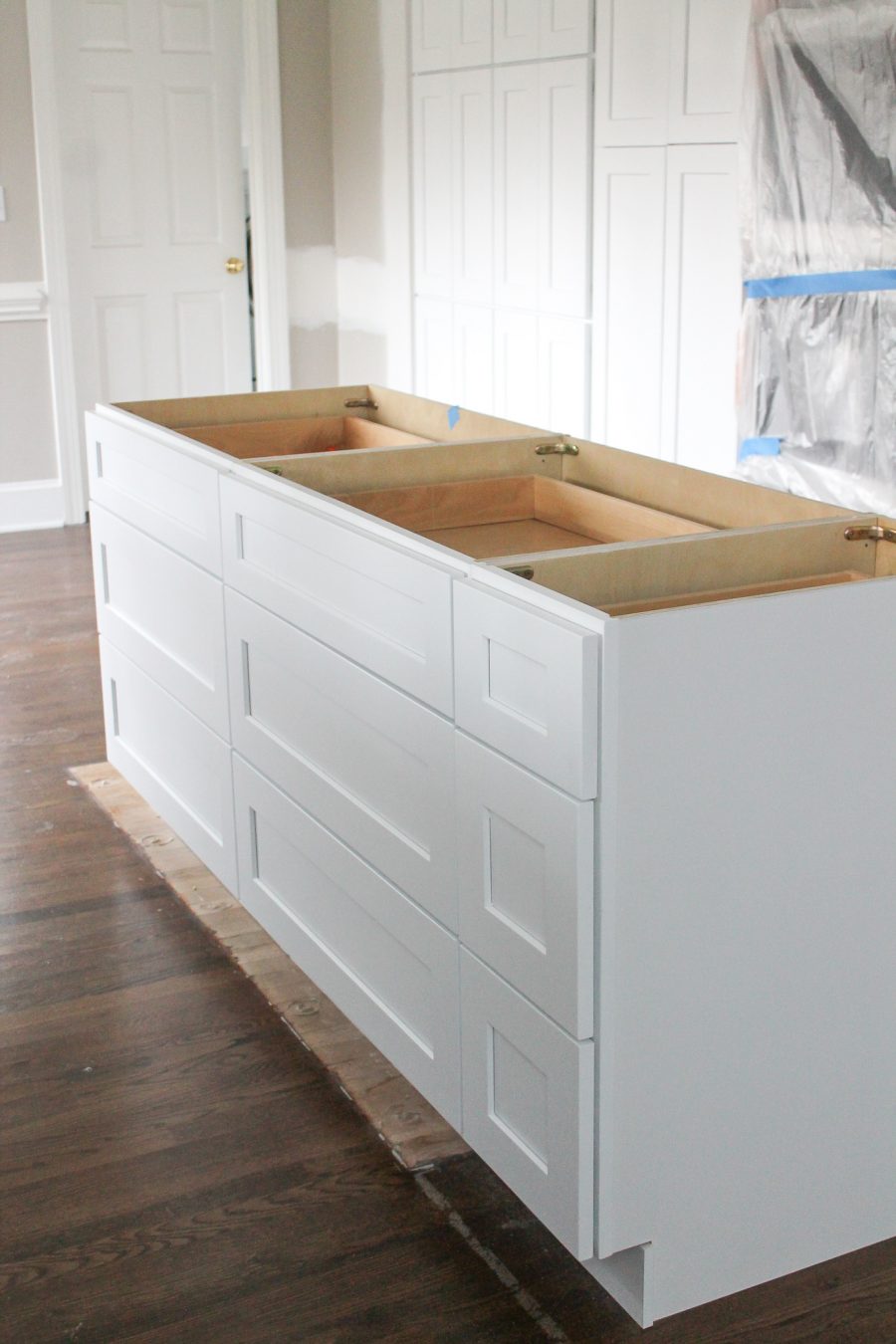 kitchen island in construction 