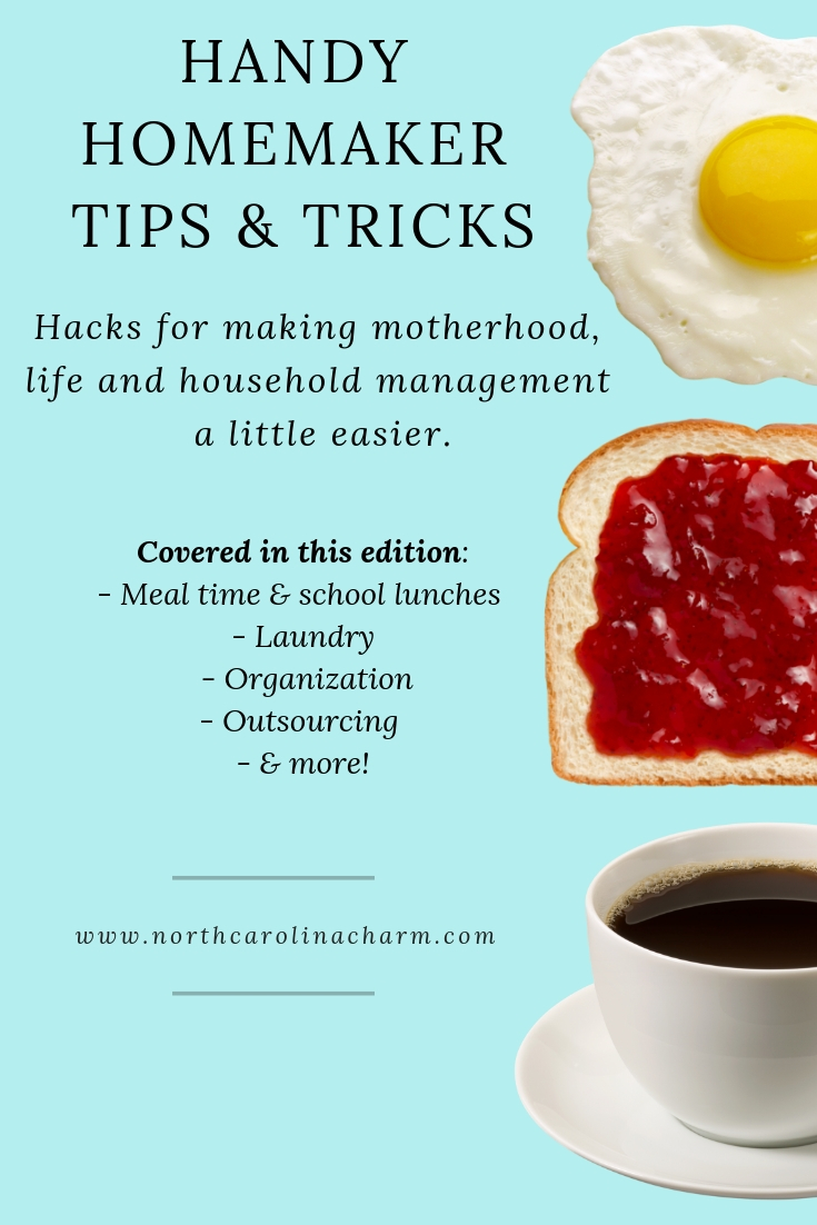 North Carolina lifestyle blogger, Christina shares a list of Homemaker Tips! Meal Time, Laundry, Organization, Outsourcing & More!