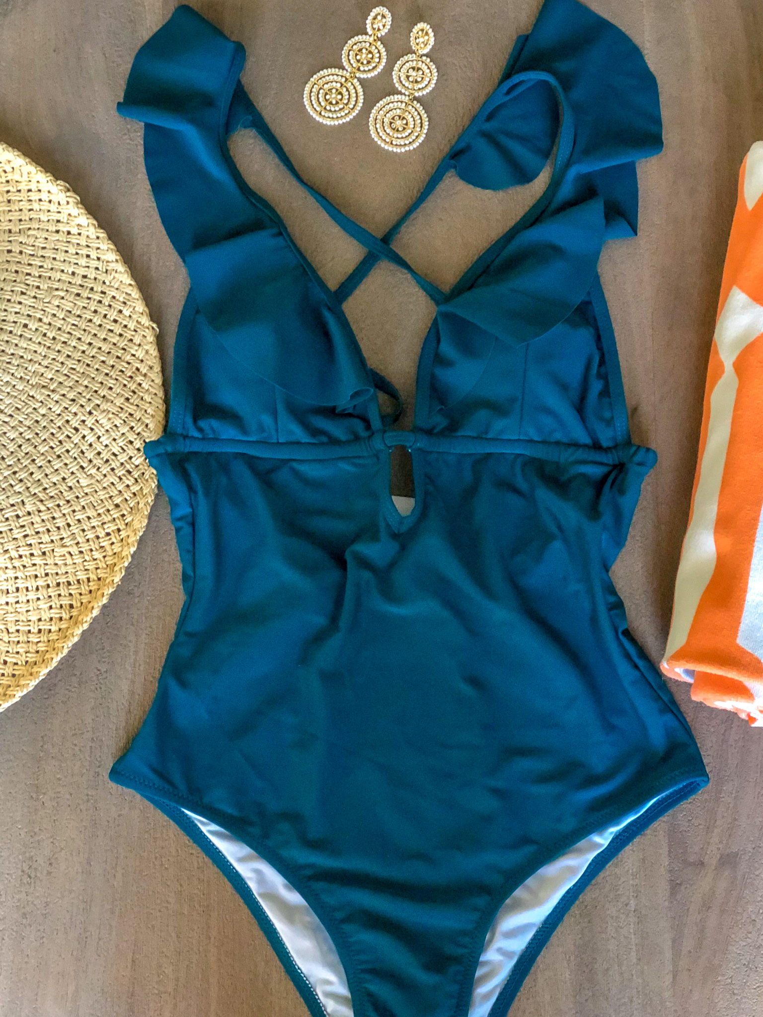 turquoise deep V swim suit amazon 