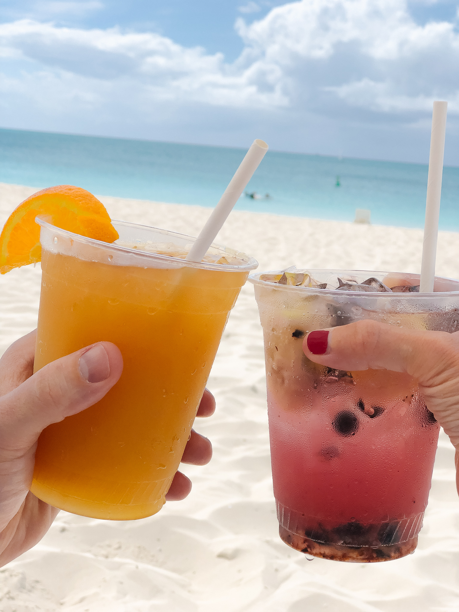 drinks on the beach in Turks & Caicos 