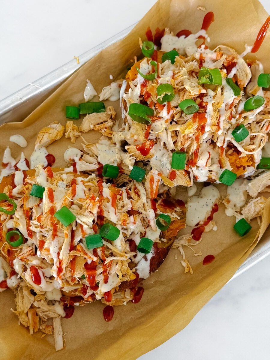 buffalo chicken sweet potatoes