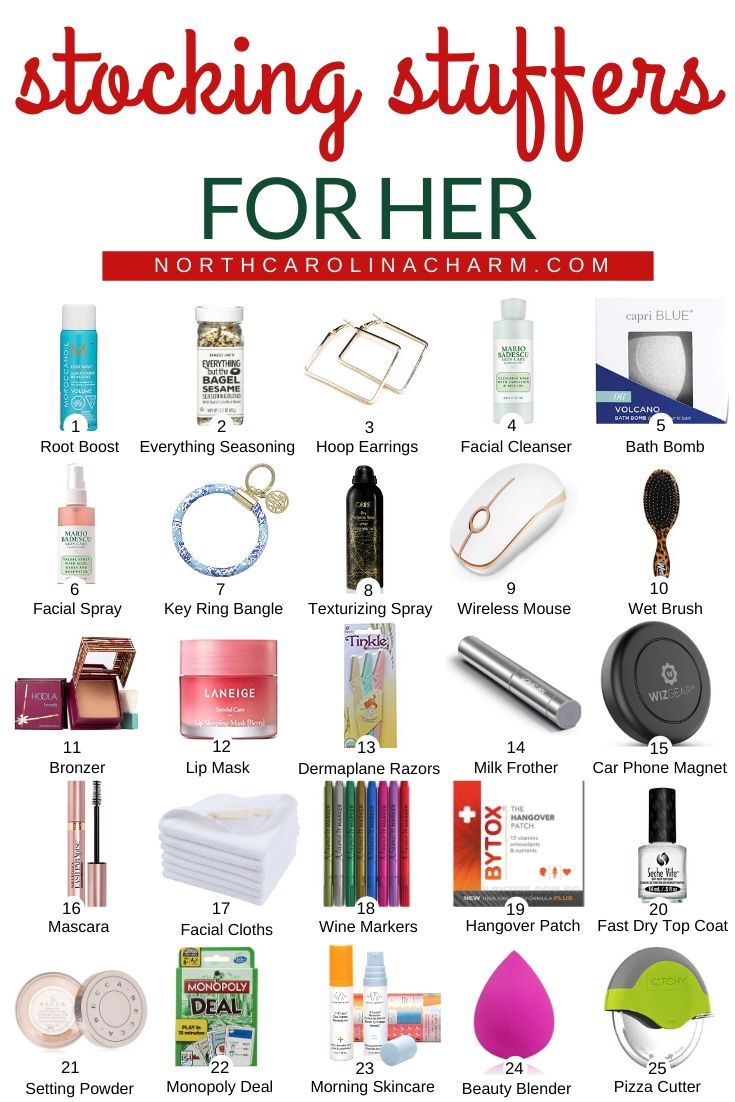 North Carolina lifestyle blogger, Christina shares a gift guide for her including stocking stuffers! Find the best gifts for the women in your life!