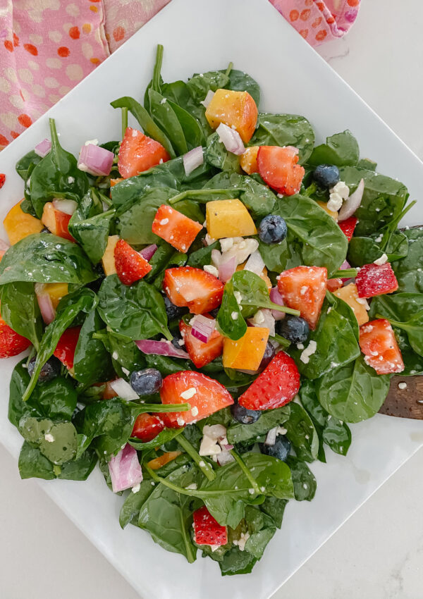Summer Spinach Salad with Poppy Seed Dressing | Kid Friendly!