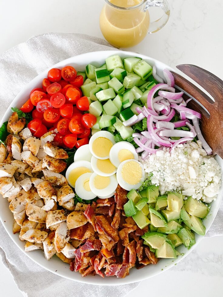 The Best (Air Fried) Chicken Cobb Salad with Honey Dijon Vinaigrette 