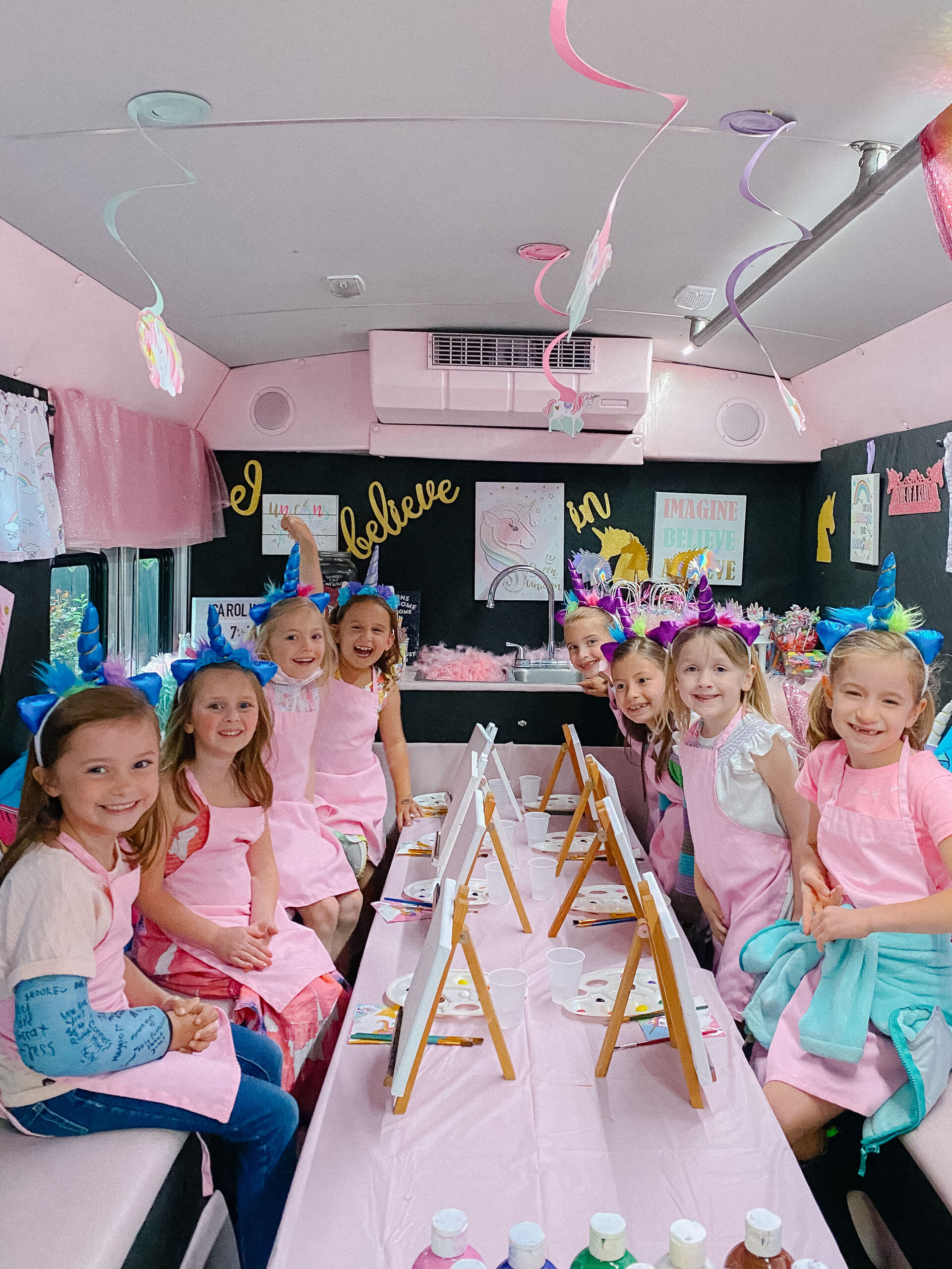 Caroline's 7th Unicorn Birthday Party (On A Bus)! - Carolina Charm