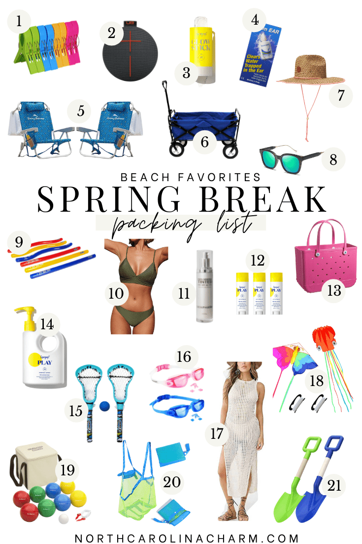 Heading out of town for Spring Break? Carolina Charm is sharing her favorite spring break packing lists items HERE!