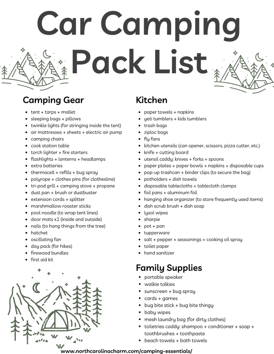 Camping Essentials - Pack List