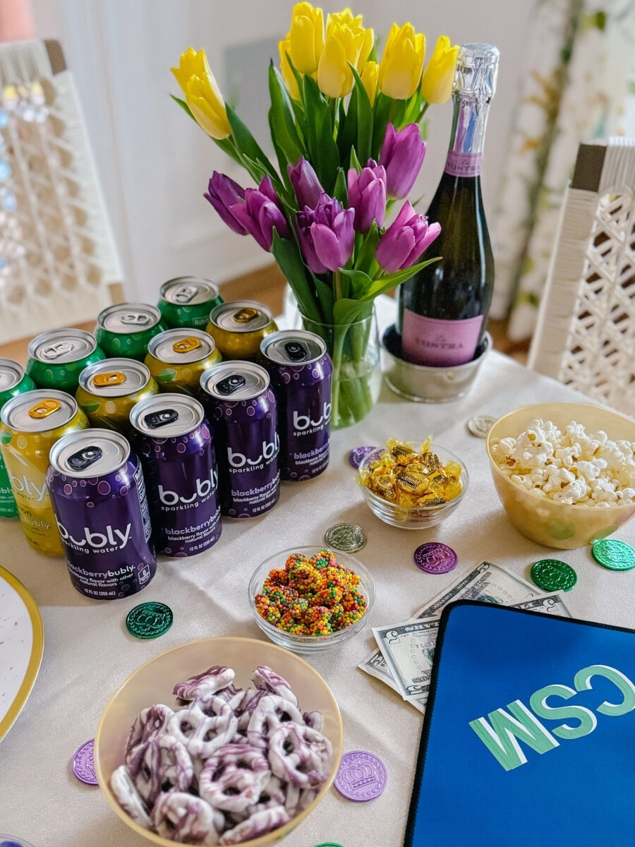 Mardi Gras Mahjong Snacks and Drinks