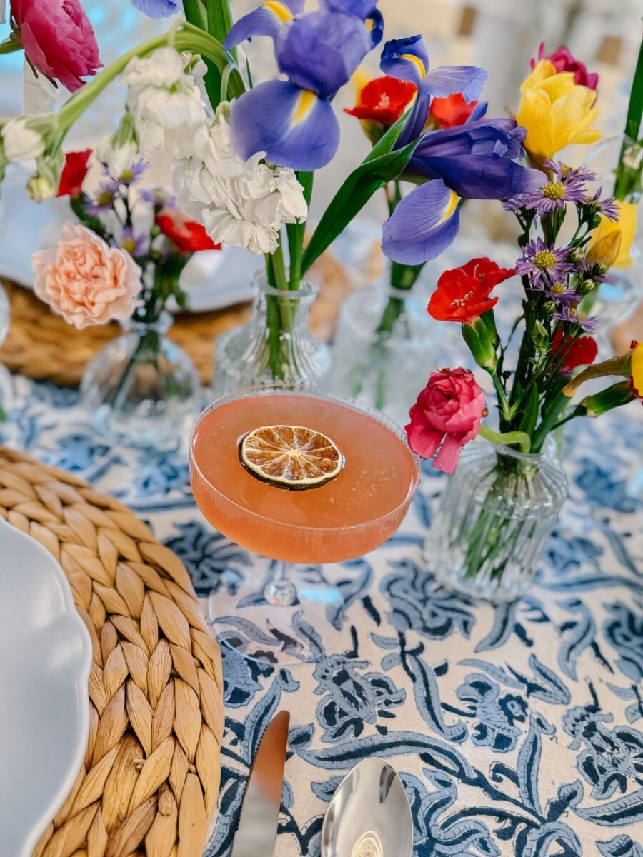 tablescape and prickly pear margarita