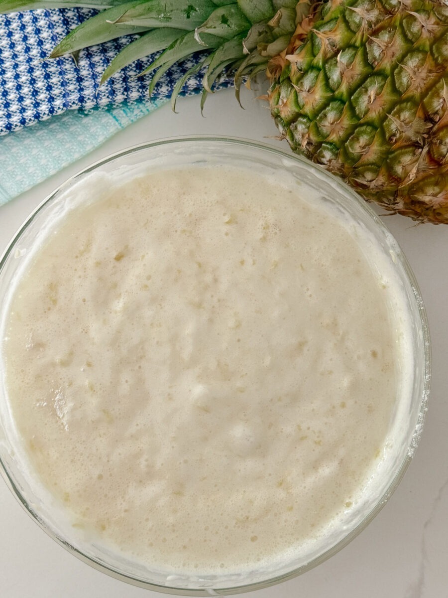 Cake Mix Pineapple Dump Cake Mixed