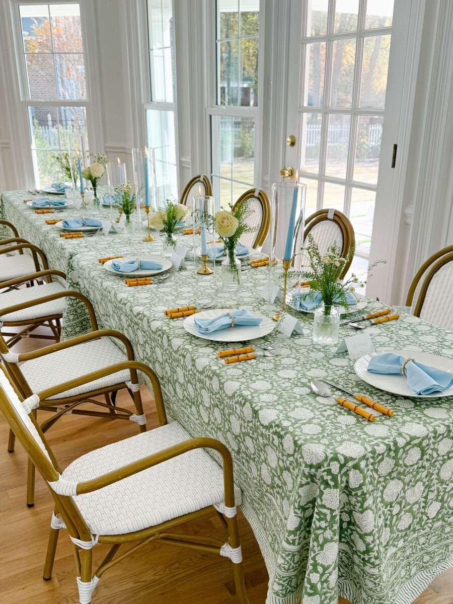 Green and Blue Thanksgiving Tablescape
