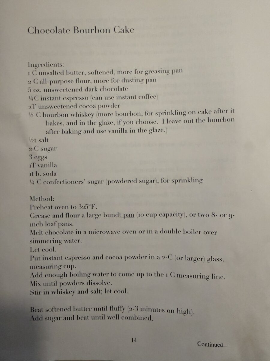 Chocolate Bourbon Cake