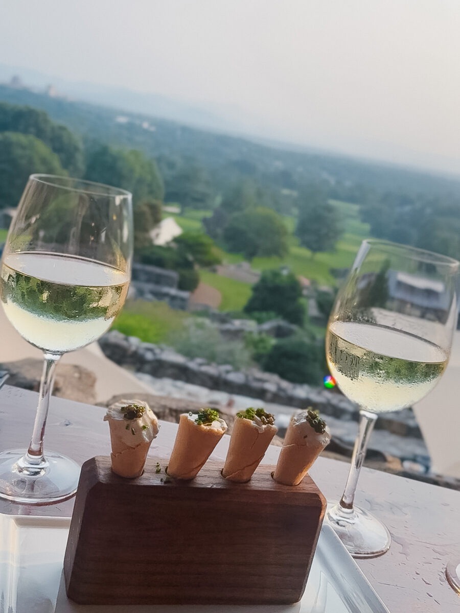 Caviar cones at Sunset Terrace at the Omni Grove Park Inn